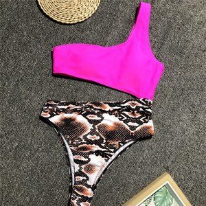 Hot pink snake skin swim suit